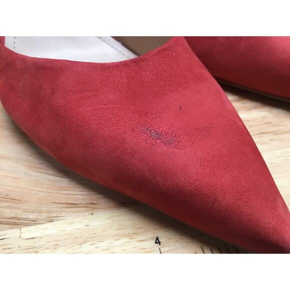 Schutz Pump Women's 7 Red Suede Slip-On Pointed Toe Party Fashion Stiletto Heel - Picture 3 of 5
